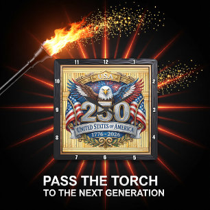 Reloj Cuadrado Águila de la Libertad del 250 Aniversario de EE. U