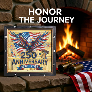 Reloj Cuadrado Águila del Patrimonio del 250 Aniversario de EE. U