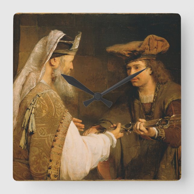 Reloj Cuadrado Ahimelec dio la espada de Goliat a David (Anverso)