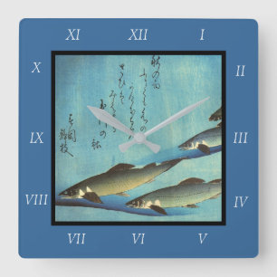 Reloj Cuadrado Ai (trucha) - Impresión de pescado japonés a color