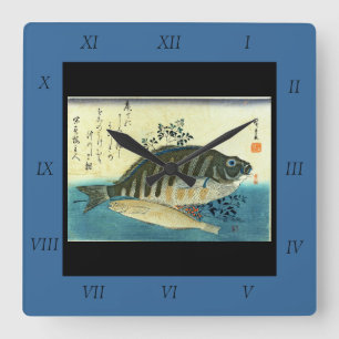 Reloj Cuadrado Ainame y Shima-hata - El pescado japonés de Hirosh