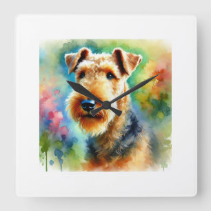 Reloj Cuadrado Airedale Terrier 050724AREF105 - Watercolor