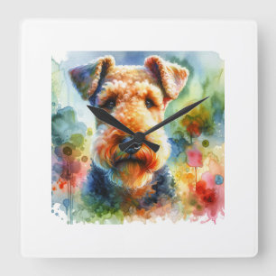 Reloj Cuadrado Airedale Terrier Dog 210724AREF119 - Watercolor