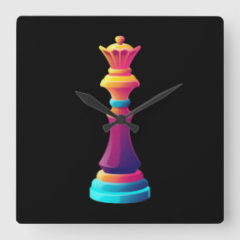 Reloj Cuadrado Ajedrez Queen Square Wall Clock