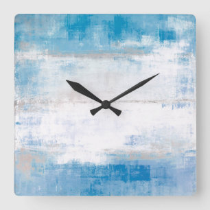 Reloj Cuadrado "Ajuste" el arte abstracto azul y gris