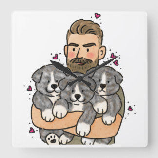 Reloj Cuadrado Akita Inu Japonés Atigrado
