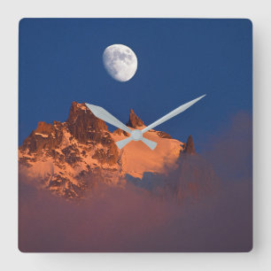 Reloj Cuadrado Al amanecer   Aiguille du Plan Chamonix, Francia