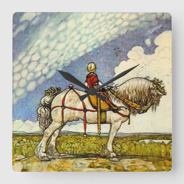 Reloj Cuadrado “Al ancho mundo” de John Bauer (Anverso)