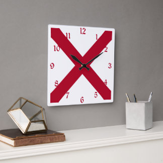Reloj Cuadrado Alabama: Bandera de St Andrew Crimson