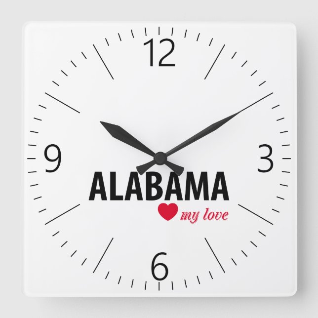 Reloj Cuadrado Alabama mi amor (Anverso)
