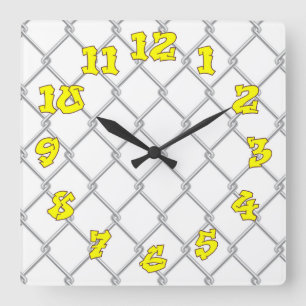 Reloj Cuadrado Alambre de enlace de cadena con números de graffit