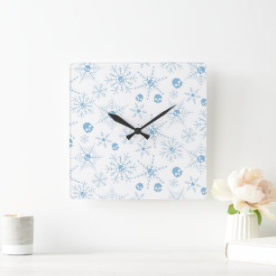 Reloj Cuadrado Alarmante cráneo Creepmas Navidades Copos de nieve