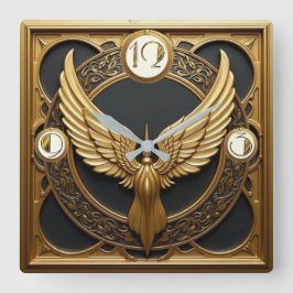 Reloj Cuadrado Alas Art Deco