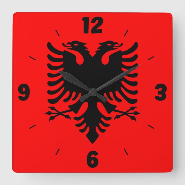 Reloj Cuadrado Albania National Flag Patriotic Square Wall Clock (Anverso)
