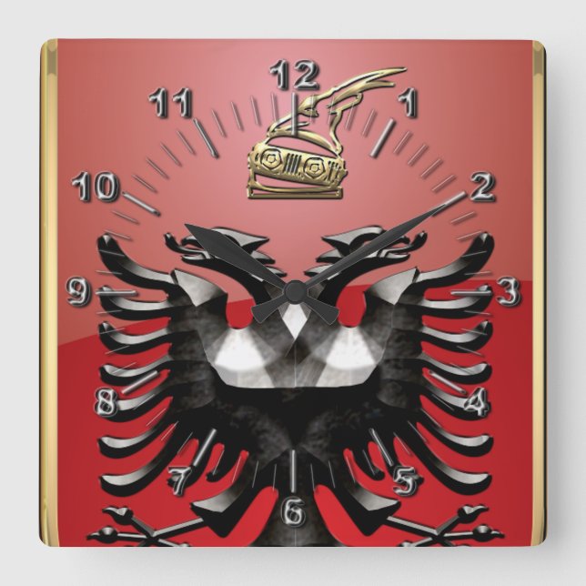 Reloj Cuadrado Albanian Coat of arms (Anverso)