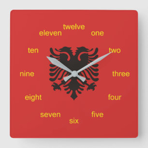 Reloj Cuadrado Albanian Flag Totally Square Wall Clock