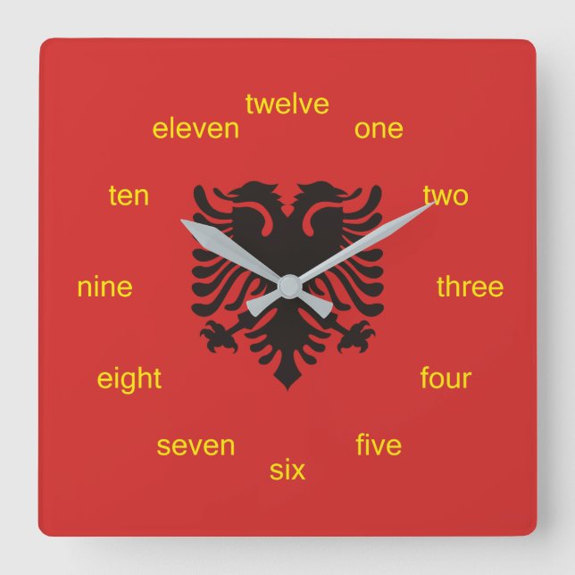Reloj Cuadrado Albanian Flag Totally Square Wall Clock (Anverso)