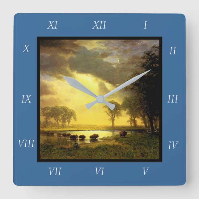 Reloj Cuadrado Albert Bierstadt's The Buffalo Trail, 1867 Canvas (Anverso)