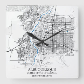 Reloj Cuadrado Albuquerque New Mexico Texas USA Travel City Map