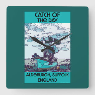 Reloj Cuadrado Alderburgh Suffolk Beach Art   