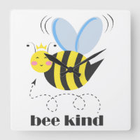 Alegre princesa abeja con corona y lema Sé Amable