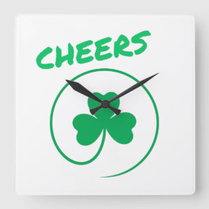Reloj Cuadrado Alegres Chlover Shamrock Green y White Elegant