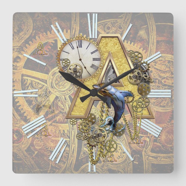 Reloj Cuadrado Alfabeto, Monograma A (Anverso)