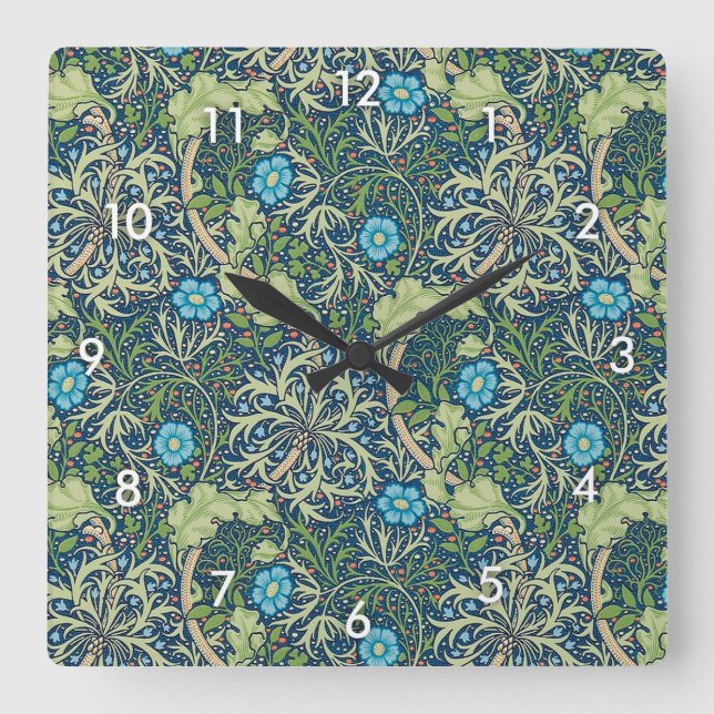 Reloj Cuadrado Algas marinas, William Morris (Anverso)