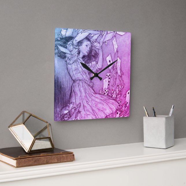 Reloj Cuadrado Alice In Wonderland Lewis Carroll Rackham (Oficina)