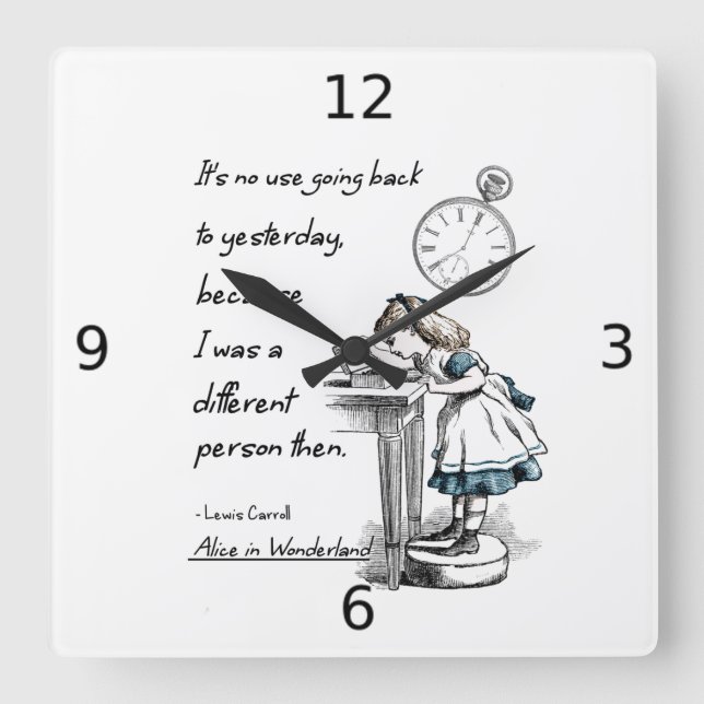 Reloj Cuadrado Alice in Wonderland Quotes Watch (Anverso)