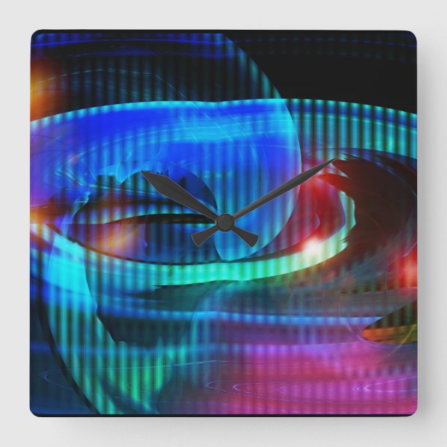 Reloj Cuadrado Alien Invasion Abstract Wall Clock (Anverso)