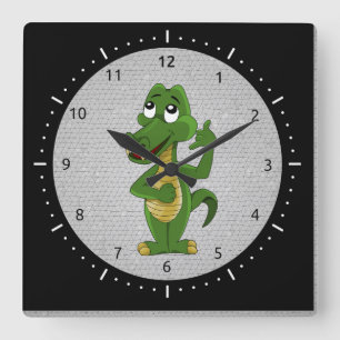 Reloj Cuadrado Alligator or crocodile cartoon clock