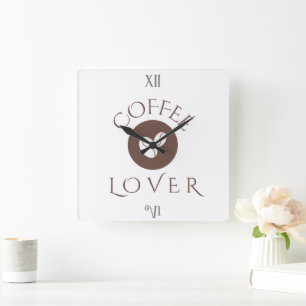 Reloj Cuadrado Almohadón de Amante del Café – Regalo de Decoració