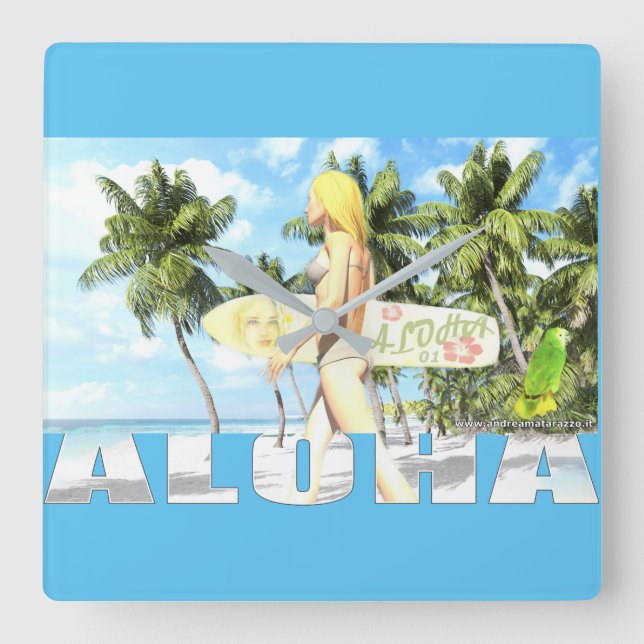 Reloj Cuadrado Aloha 01 (Anverso)