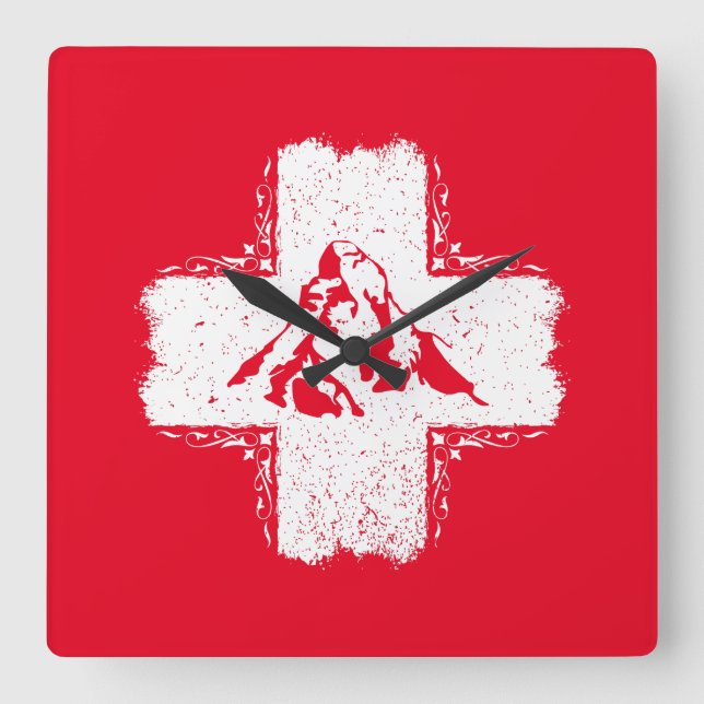 Reloj Cuadrado Alpes suizos Matterhorn - Suiza (Anverso)