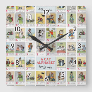 Reloj Cuadrado Alphabet Cat, Louis Wain