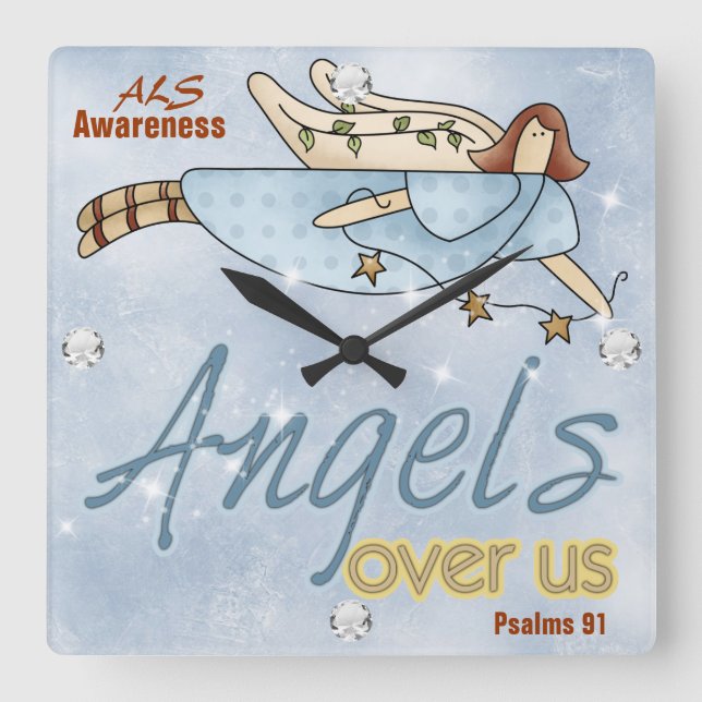 Reloj Cuadrado ALS Awareness Square Wall Clock (Anverso)