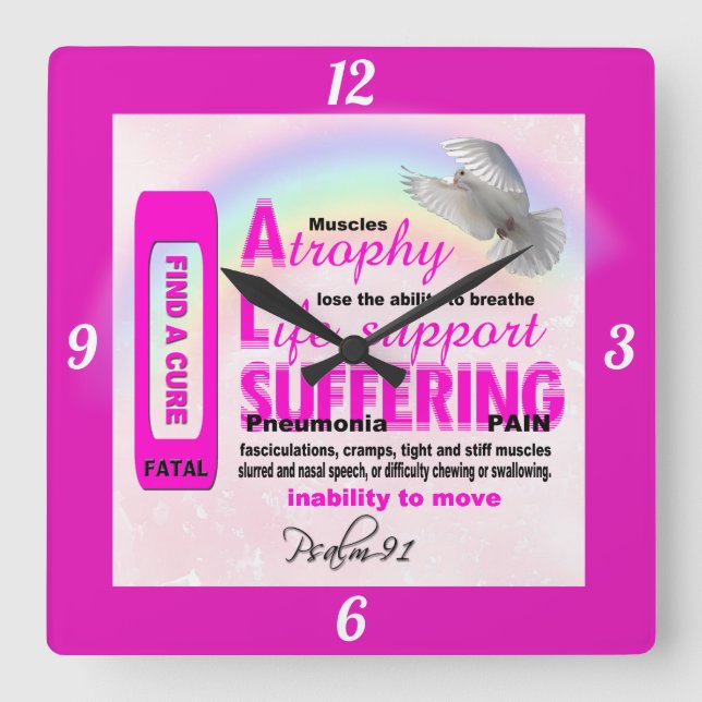Reloj Cuadrado ALS Awareness Square Wall Clock (Anverso)
