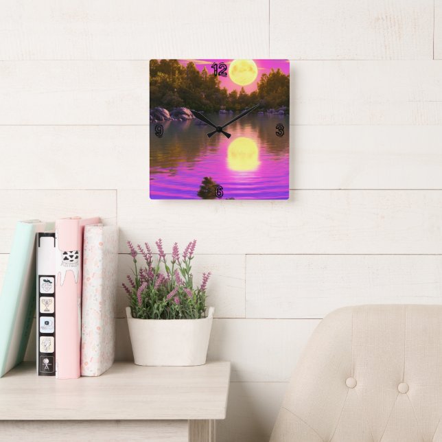 Reloj Cuadrado Altura de luna llena (Sala de lectura)