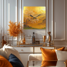 Reloj Cuadrado Amanecer Dorado: Elegante inspirado en Asia