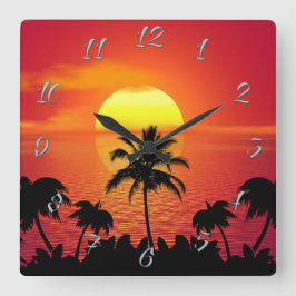 Reloj Cuadrado Amanecer tropical