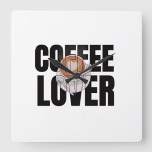 Reloj Cuadrado Amante del Café – Adicto a la Cafeína Desayuno Des