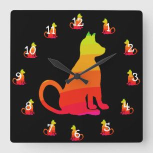 Reloj Cuadrado Amantes CricketDiane del gato del arte pop de los
