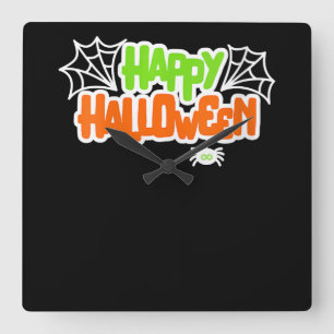 Reloj Cuadrado Amantes de las arañas felices de Halloween colorid