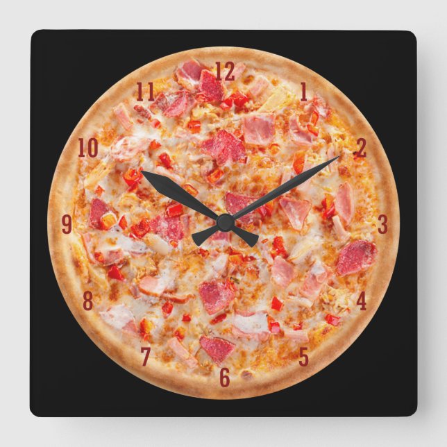 Reloj Cuadrado Amantes de PIZZA (Anverso)