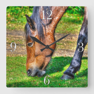 Reloj Cuadrado Amantes del caballo de fotos Pony Equine de Grazin