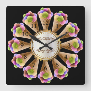 Reloj Cuadrado Amantes Del Helado ~ Tiempo Para El Helado ~