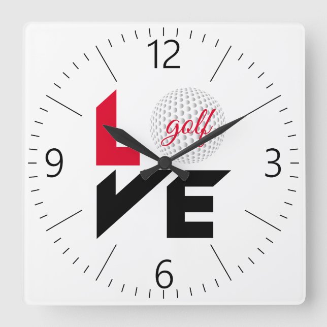 Reloj Cuadrado Amar el golf (Anverso)