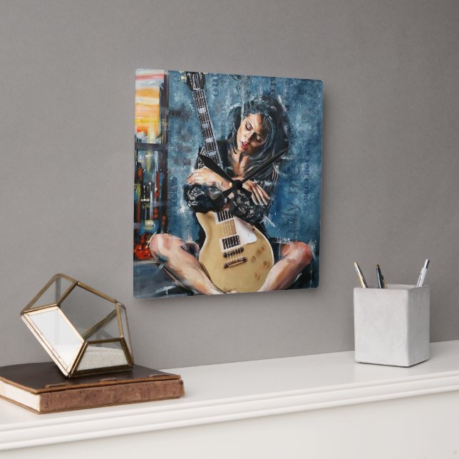 Reloj Cuadrado Amar mi guitarra (Oficina)