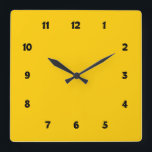 Reloj Cuadrado Amarillo con números<br><div class="desc">Reloj de pared amarillo mínimo con números en una fuente cartoonish.</div>